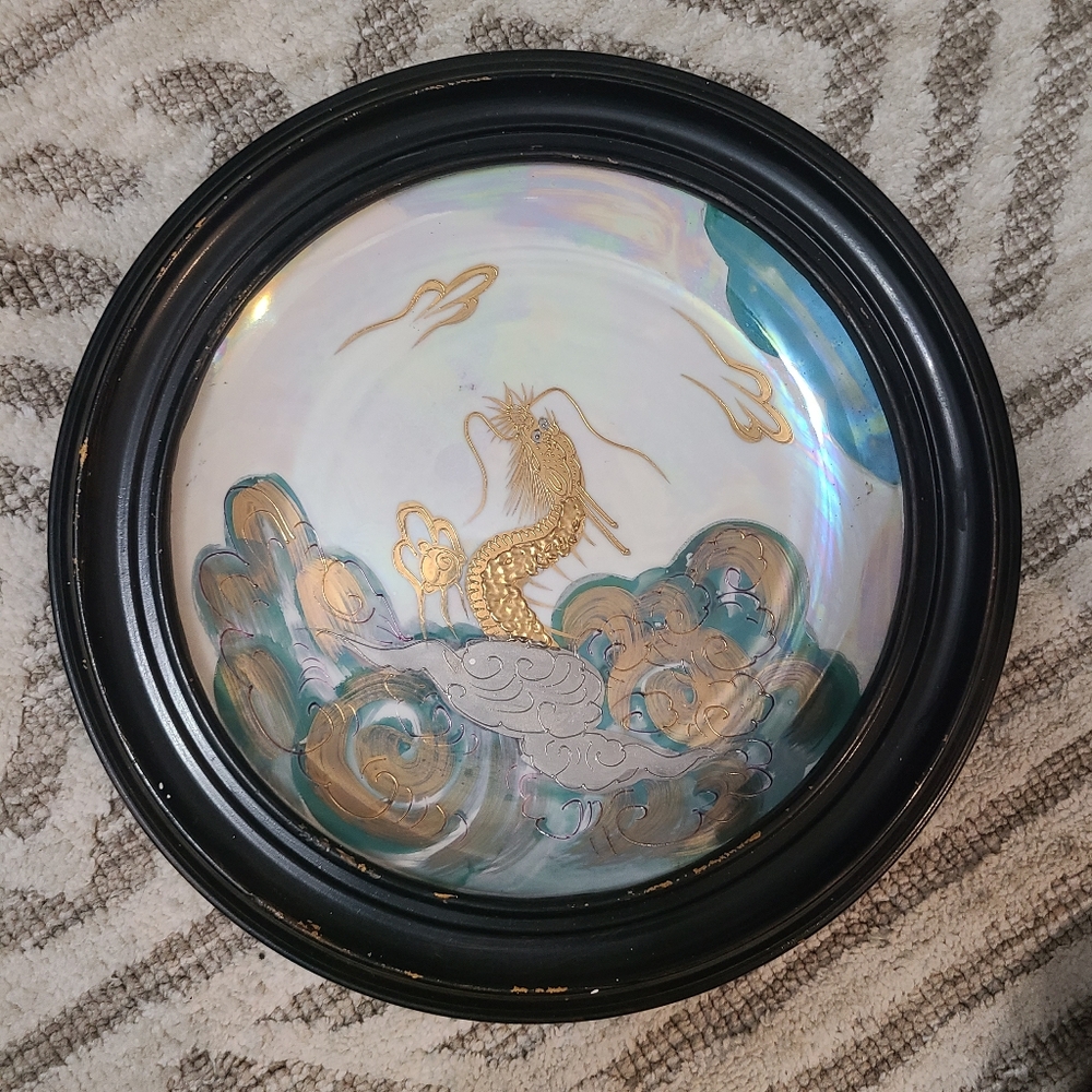 Vintage AITO China Handpainted Green White Gold and Platinum Decorative Plate